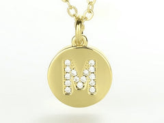 18K Gold Filled Shiny Gold Cubic Zirconia Letter Charm, Initial Monograms Charm, CP403