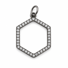 Pave CZ Hexagon Connector, Geometric Hexagon Pendant, Crystal Hexagon Charm, Rhinestone Jewelry Finding, Necklace Bracelet Connector, CP465