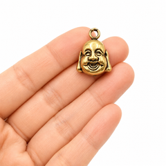 Gold Filled Buddha Head Pendant Charm, Spiritual Lucky Laughing Buddha Jewelry Pendant, Meditation Necklace Bracelet DIY Charm, CP476