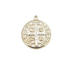 18K Gold Filled Saint Benedict Medallion Pendant, San Benito Charm, Religious Pendants, Carved -Whitegold/Gold Rosary Benediction Charms,DIY, 29x25mm| CP508