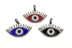 Enamel Evil Eye Long Eyelashes Evil Eye Charm Pendant, Evil Eye Necklace, Evil Eye Bracelet, Evil Eye Pendant, 40x25mm, CP512