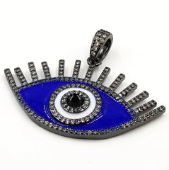 Enamel Evil Eye Long Eyelashes Evil Eye Charm Pendant, Evil Eye Necklace, Evil Eye Bracelet, Evil Eye Pendant, 40x25mm, CP512