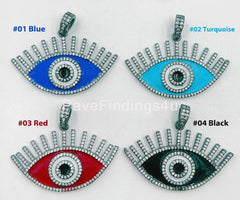 Enamel Evil Eye Long Eyelashes Evil Eye Charm Pendant, Evil Eye Necklace, Evil Eye Bracelet, Evil Eye Pendant, 40x25mm, CP512