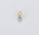 18K Gold Filled Enamel Evil Eye Charm, Tiny Evil Eye Charm for Bracelet Necklace Earrings Jewelry Making Supply, 4mm, CP529A