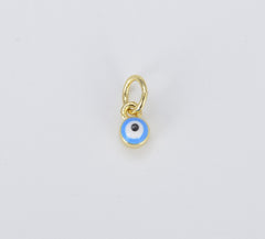 18K Gold Filled Enamel Evil Eye Charm, Tiny Evil Eye Charm for Bracelet Necklace Earrings Jewelry Making Supply, 4mm, CP529A