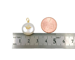 18K Gold Filled Freshwater Pearl Star Charm Pendant, CZ Micro Pave Star Pendant, Star Charm, Starburst Charm, Star, 15mm, CP532A
