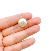 18K Gold Filled Freshwater Pearl Star Charm Pendant, CZ Micro Pave Star Pendant, Star Charm, Starburst Charm, Star, 15mm, CP532A