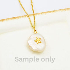 18K gold Filled Fresh Water Pearl Star, Pearl Star Pendant, Dainty Star Charm, Micro Pave Star, Pearl Star, Charm, DIY Jewelry Making, 15x11mm, CP545