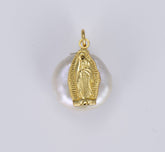 18K Gold Filled Freshwater Pearl Virgin Mary Charm, CP547