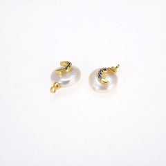 18K Gold Filled Fresh Water Pearl Crescent Moon, Crescent Moon Pendant, Gold Crescent Charm, Moon Necklace, Jewelry Making, 14x10mm, CP549