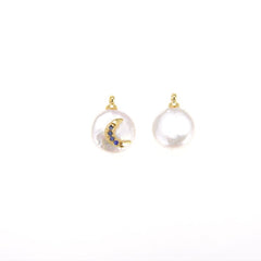 18K Gold Filled Fresh Water Pearl Crescent Moon, Crescent Moon Pendant, Gold Crescent Charm, Moon Necklace, Jewelry Making, 14x10mm, CP549