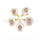 18K Gold Filled Fresh Water Pearl Evil Eye Charm, Evil Eye Necklace, Micro Pave Evil Eye, Evil Eye Pendant, Jewelry Making, 14x10mm, CP551