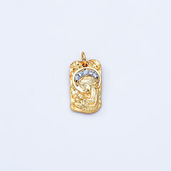 18K Gold Filled Virgin Mary CZ Micro Pave, Virgin Mary Necklace, Virgin Mary Pendant, Our Lady Of Guadalupe Virgin Mary Charm 17x10mm, CP561