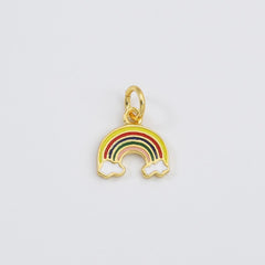 14K Gold Filled Micro Pave Rainbow Charm, Rainbow and Cloud Pendant, Rainbow Charms For Bracelets, 10x10mm, CP562