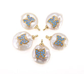 18K Gold Filled Fresh Water Pearl Butterfly Pendant, Butterfly Charm, Pave Butterfly, Mini Butterfly, Pearl Butterfly, Insect Charm, 16x12mm, CP608