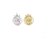 22K Gold Filled Greek Coin Charm Pendant, Silver, Greek Coins, Spanish Coins, Ancient Roman Coin, Medallion 18x15mm, CP631