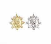 18K Gold Filled CZ Micro Pave Ancient Coin Pendant, Gold Coin Charm/Pendant, Medallion Necklace, Gold Medallion Necklace, Ancient Coin, 20x22mm, CP632