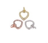 24K Gold Filled Cubic Zirconia Micro Pave Heart Charm, Pave Heart Shape Charm, Heart Necklace, Rhinestone Heart Charms, 14x11mm, CP635