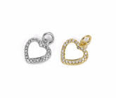 Gold Filled Heart Charm, Pave Heart Pendant, Rhinestone Heart Charm, Crystal Heart Jewelry Finding, Heart Necklace Charm, CP635