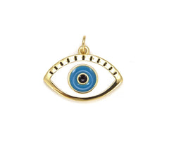 14K Gold Filled Turquoise Blue Enamel Evil Eye Charm, Enamel Evil Eye Charm, Turkish Evil Eye, Evil Eye Charm Necklace, 23x19mm, CP652