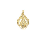 18K Gold Filled Delicate Virgin Mother Mary Cubic Zirconia Bracelet Necklace Pendant Earring Charm Gift for Jewelry Making 21x13mm, CP667