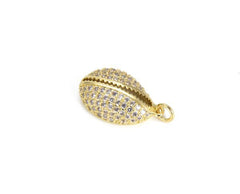 22K Gold Filled Cowrie Shell Charm Pendant, CZ Micro Pave Cowrie Shell Pendant, Cowrie Bracelet, Seashell Charm, Shell, 23x12mm, CP675