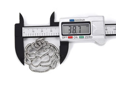 Antique Silver Rose Flower Charm Pendant CZ Micro Pave, Flower Charm, Rose Charm, Flower Pendant, Cubic Zirconia, 44x39mm, CP791