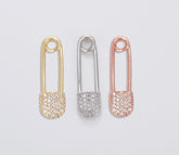 18K Gold Filled Safety Pin Charms, Cubic Zirconia, CZ Micro Pave Pin Charm, Baby Shower Gifts, Baby Charms, Charm, 28x8mm, CP800