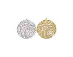 14K Gold Filled Medallion Starburst Charm Pendant, CP802