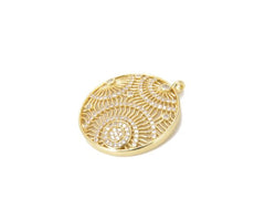 14K Gold Filled Medallion Starburst Charm Pendant, CP802
