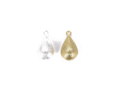 14K Gold Filled Teardrop Charm, Brushed Finish Gold Drop Beads, Teardrop Pendant, White Gold/Gold Tear Drop Charm 20x11mm, CP803