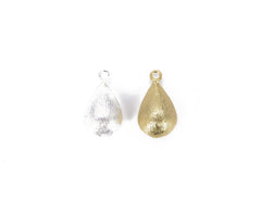 14K Gold Filled Teardrop Charm, Brushed Finish Gold Drop Beads, Teardrop Pendant, White Gold/Gold Tear Drop Charm 20x11mm, CP803