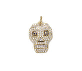 24K Gold Filled Skull Charm Pendant CZ Micro Pave, Skull Charm, Skull Pendant, Skull Necklace, Skeleton Charm, Cubic Zirconia, 25x16mm, CP806