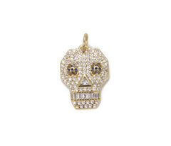 24K Gold Filled Skull Charm Pendant CZ Micro Pave, Skull Charm, Skull Pendant, Skull Necklace, Skeleton Charm, Cubic Zirconia, 25x16mm, CP806