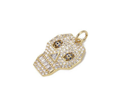 24K Gold Filled Skull Charm Pendant CZ Micro Pave, Skull Charm, Skull Pendant, Skull Necklace, Skeleton Charm, Cubic Zirconia, 25x16mm, CP806