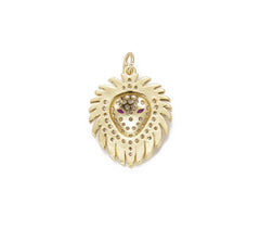 18K Gold Filled Lion Charm Pendant Cubic Zirconia Micro Pave, Lion Pendant, Lion Charm, Lion Necklace, Charm Bracelet, Animal Jewelry, 28x20mm, CP807