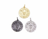18K Gold Filled Skull Coin Medal Charm Pendant, Skull Charm, Skull Tag Pendant, Skull Necklace Charm, Gold over brass, 23x18mm, CP811