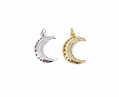18K Gold Filled Crescent Moon Star Charm, Cubic Zirconia Micro Pave, Moon Star Necklace, Moon and Star, Half Moon Charm Necklace, 21x13mm, CP814
