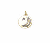 24K Gold Filled Crescent Moon Star Charm CZ Micro Pave, Moon Star Necklace, Moon and Star, Half Moon Charm Necklace, Cubic Zirconia, 20x15mm, CP820