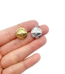18K Gold Filled Evil Eye Coin Charm, Round Medal Evil Eye Charm CZ Micro Pave, Evil Eye Necklace, Evil Eye Pendant, 20x15mm, CP821