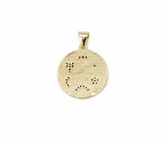 24K Gold Filled Mix Design Round Enamel Medal Charm CZ, Heart Charm, Moon Charm, Evil Eye Charm, Star Charm, Lightning Bolt Charm, 26x20mm, CP829