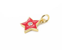 18K Gold Filled Enamel Star Charm, Cubic Zirconia Micro Pave Star Pendant, Star Charm, Star Pendant, Star Necklace, Enamel Charms, 16x11mm, CP832