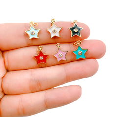 18K Gold Filled Enamel Star Charm, Cubic Zirconia Micro Pave Star Pendant, Star Charm, Star Pendant, Star Necklace, Enamel Charms, 16x11mm, CP832