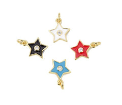 18K Gold Filled Enamel Star Charm, Cubic Zirconia Micro Pave Star Pendant, Star Charm, Star Pendant, Star Necklace, Enamel Charms, 16x11mm, CP832