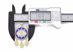 24K Gold Filled Blue Enamel Evil Eye Charm CZ with Hamsa Hand Charm, Evil Eye Charm, Hamsa Hand Charm, Evil Eye Pendant, Charm, 39x20mm, CP834