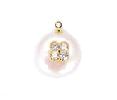 24K Gold Filled Freshwater Pearl Clover Charm Pendant CZ, Four Leaf Clover, Good Luck Charm, Clover Charms, Clover Necklace, 18x14mm, CP842