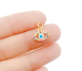 24K Gold Filled Multiple Cubic Zirconia Evil Eye Charm, Evil Eye Necklace, Evil Eye Pendant, Evil Eye Charm, Cubic Zirconia, 25x18mm, CP843