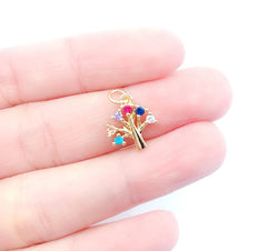24K Gold Filled Multiple Cubic Zirconia Tree Of Life Charm, Tree Of Life Charm, Tree Of life Pendant, Tree Charms, Family Tree, Cubic Zirconia, 38x25mm, CP844