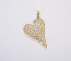 24K Gold Filled Large Heart Charm Pendant CZ Micro Pave, Heart Charm, Heart Pendant, Heart Necklace, Cubic Zirconia, 50x31mm, CP846