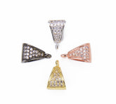 18K Gold Filled Pendant Bail, Cubic Zirconia Micro Pave Triangle Pendant Bail Clasp, Clasp, Closure Clasp, Cubic Zirconia, 12x8mm, CP849